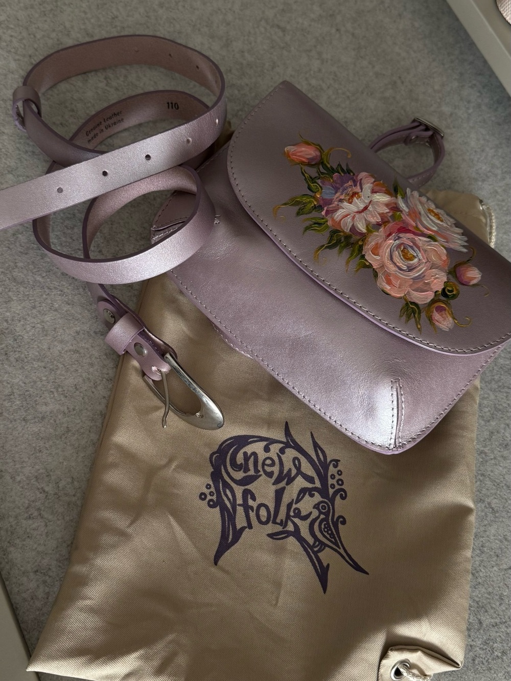 Lavender Floral Leather Crossbody Bag + belt